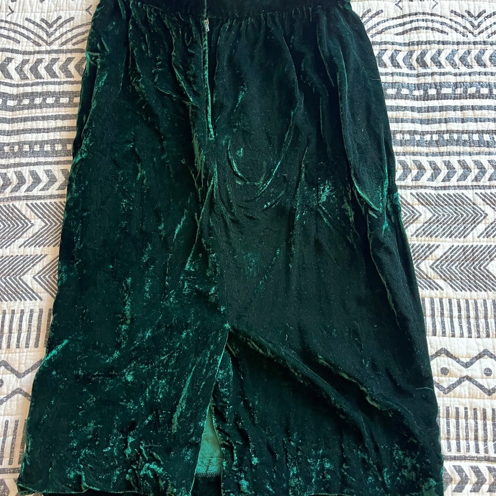 Green velvet skirt